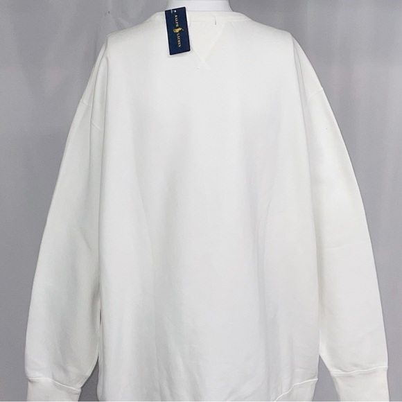 Polo Ralph Lauren White Blue Spellout Crewneck Pullover Sweatshirt New XLTall - Picture 7 of 9